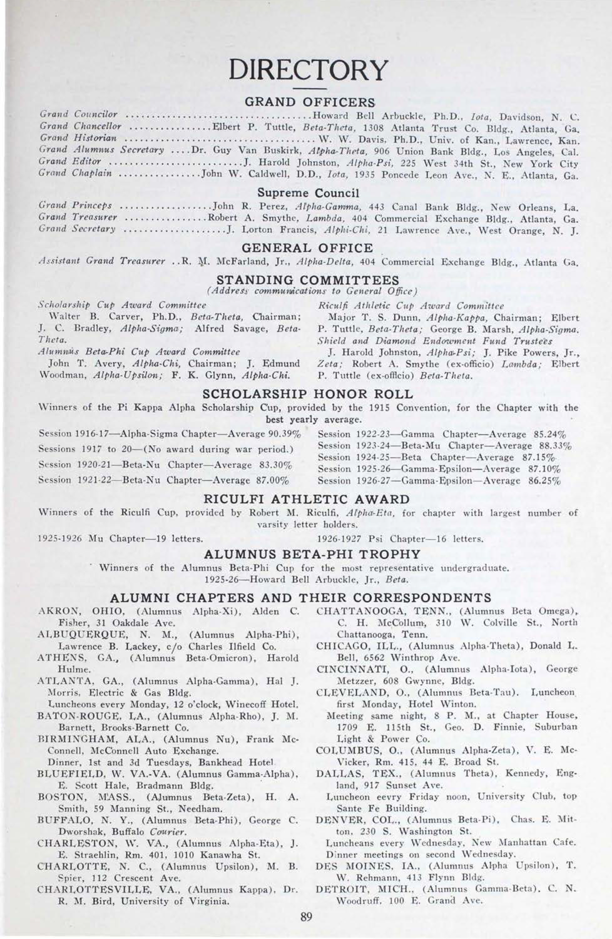 Directory, October 1928